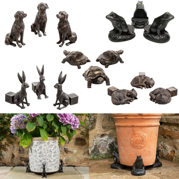3pcs/set Flower Pot Feet Stand Animal Shape Resin Plant Pots Risers Pad(Cat)