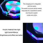 100x10mm Round USB Charging LED Light Up Acrylic Coaster Transparent Crystal Base(White Light)
