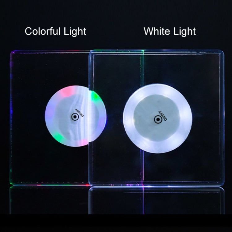 100x10mm Round USB Charging LED Light Up Acrylic Coaster Transparent Crystal Base(Colorful Light) - Car Drink Holders by PMC TechLife | Online Shopping South Africa | PMC TechLife | Buy Now Pay Later Mobicred
