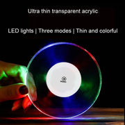 100x10mm Round USB Charging LED Light Up Acrylic Coaster Transparent Crystal Base(White Light)
