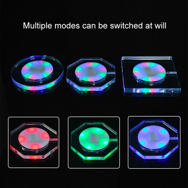 100x10mm Square USB Charging LED Light Up Acrylic Coaster Transparent Crystal Base(Colorful Light) - Car Drink Holders by PMC TechLife | Online Shopping South Africa | PMC TechLife | Buy Now Pay Later Mobicred