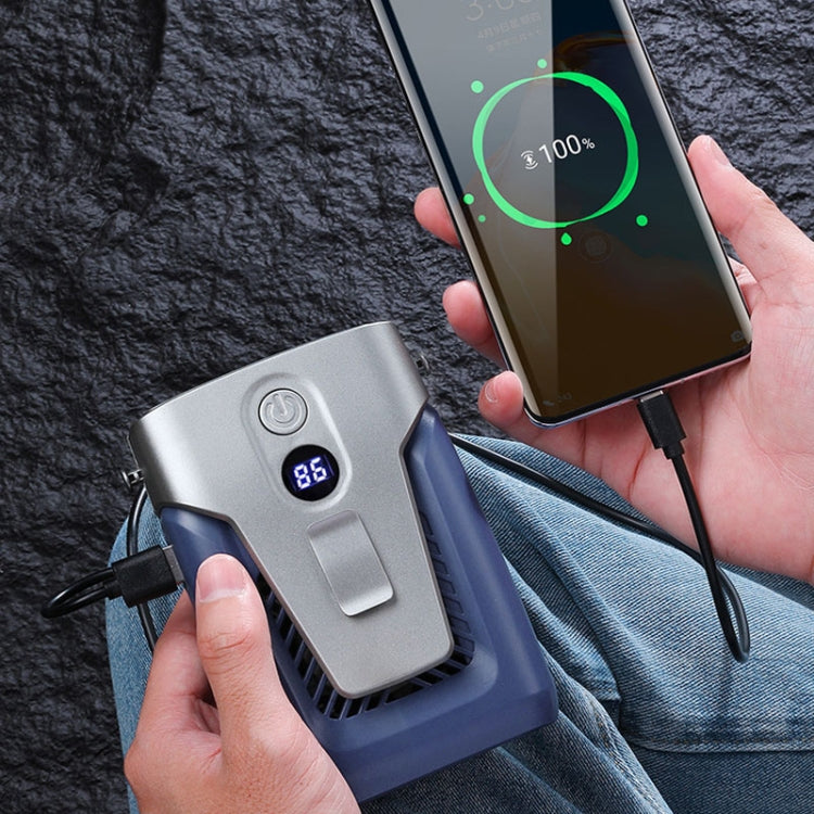 Outdoor Portable Waist High Wind Leafless Hanging Neck Fan With Power Function(Time Wind Blue) - Electric Fans by PMC TechLife | Online Shopping South Africa | PMC TechLife | Buy Now Pay Later Mobicred