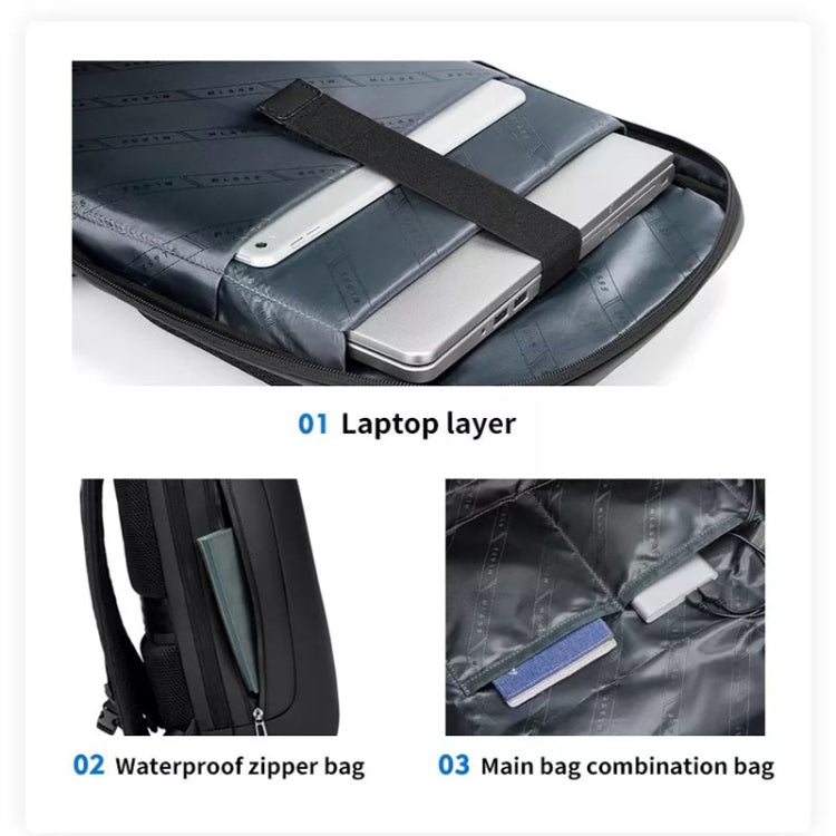 Business Large Capacity Travel Bag Multifunctional Water-resistant Laptop Backpack With USB Port(Light Grey)