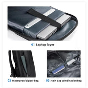 Business Large Capacity Travel Bag Multifunctional Water-resistant Laptop Backpack With USB Port(Blue)