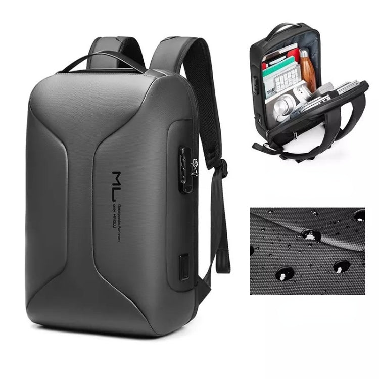 Business Large Capacity Travel Bag Multifunctional Water-resistant Laptop Backpack With USB Port(Light Grey)