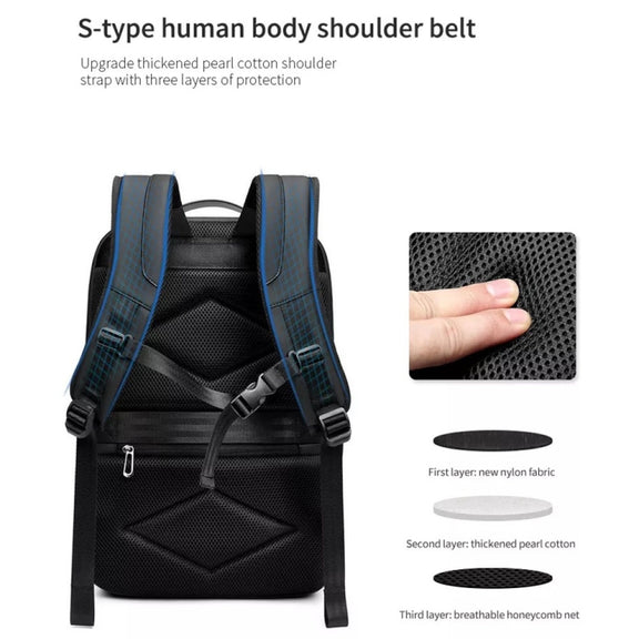 Business Large Capacity Travel Bag Multifunctional Water-resistant Laptop Backpack With USB Port(Blue)