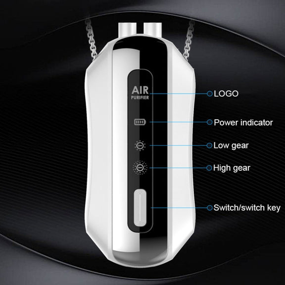 Portable Negative Ion Air Purifier Home Hanging Neck Purifier, Style: Chain Style (White)