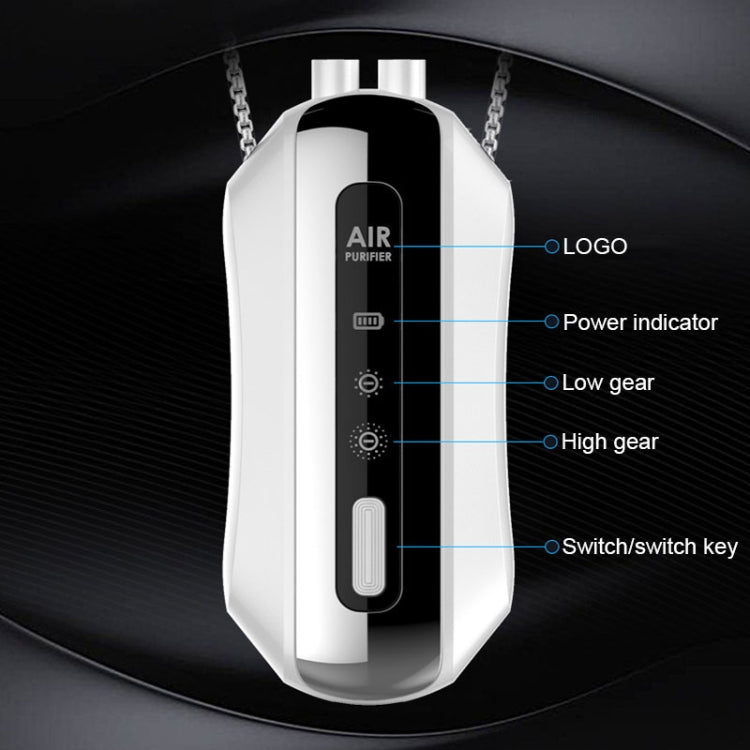 Portable Negative Ion Air Purifier Home Hanging Neck Purifier, Style: Chain Style (Black)