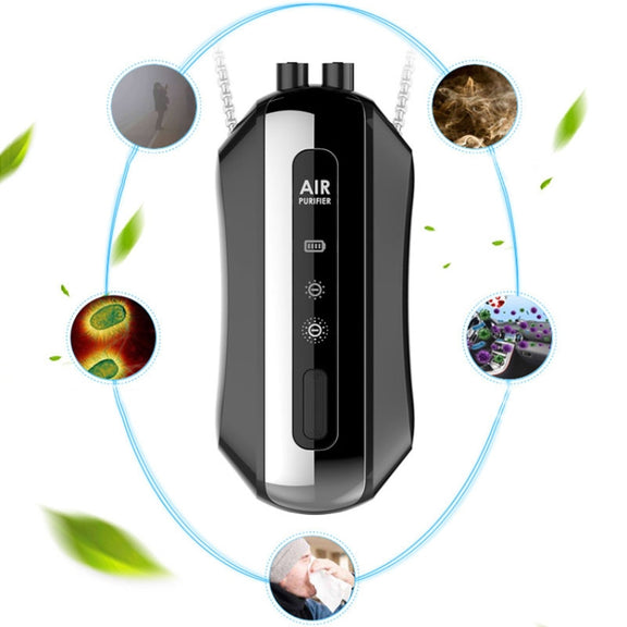 Portable Negative Ion Air Purifier Home Hanging Neck Purifier, Style: Chain Style (White)