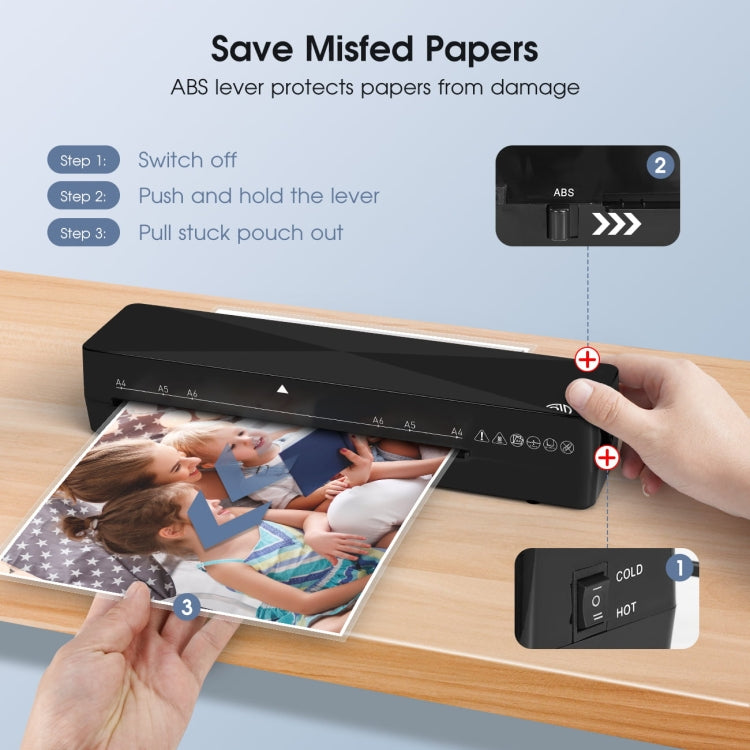 9 Inch A4 Hot Cold Laminator Machine Book Documents Laminator, Size:  Set 2(110V US Plug)