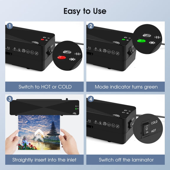 9 Inch A4 Hot Cold Laminator Machine Book Documents Laminator, Size: Only Machine(110V US Plug)