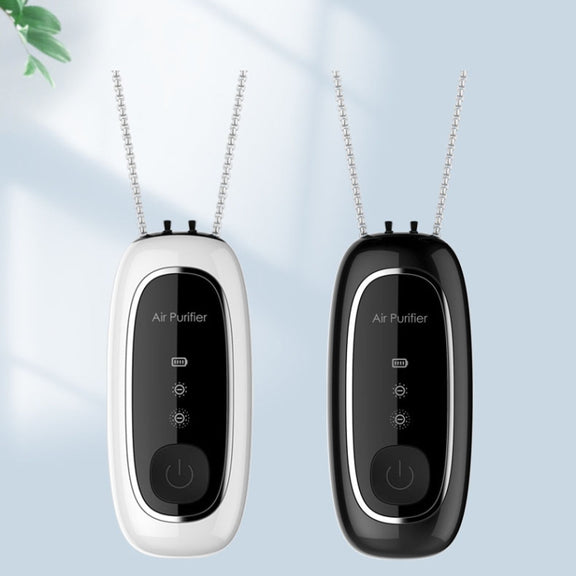 Upgrade Dual-brush Negative Ion Air Purifier Neck Small Portable Air Purifier, Style: Chain Model (White)