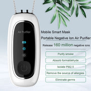 Upgrade Dual-brush Negative Ion Air Purifier Neck Small Portable Air Purifier, Style: Rope Model (Black)
