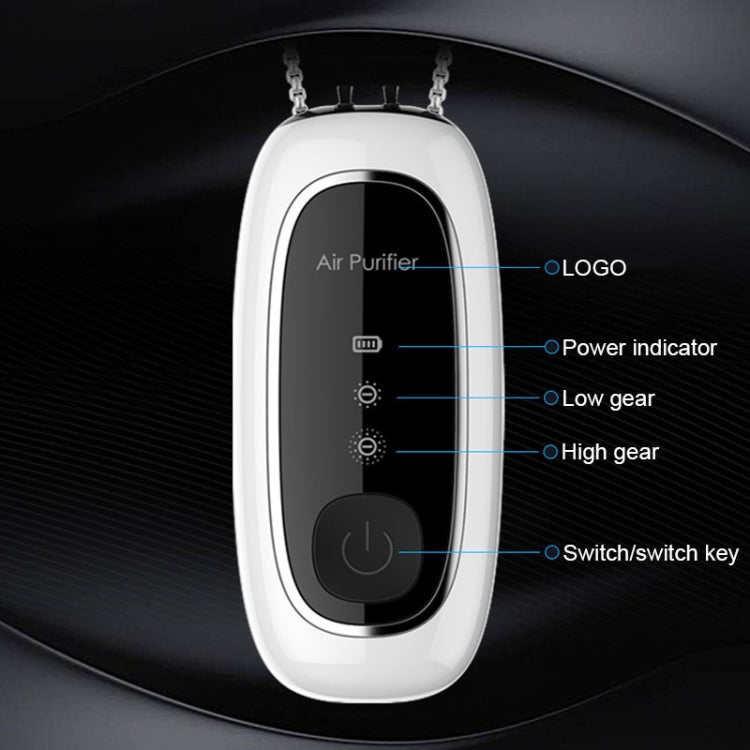 Upgrade Dual-brush Negative Ion Air Purifier Neck Small Portable Air Purifier, Style: Chain Model (White)