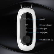 Upgrade Dual-brush Negative Ion Air Purifier Neck Small Portable Air Purifier, Style: Rope Model (Black)