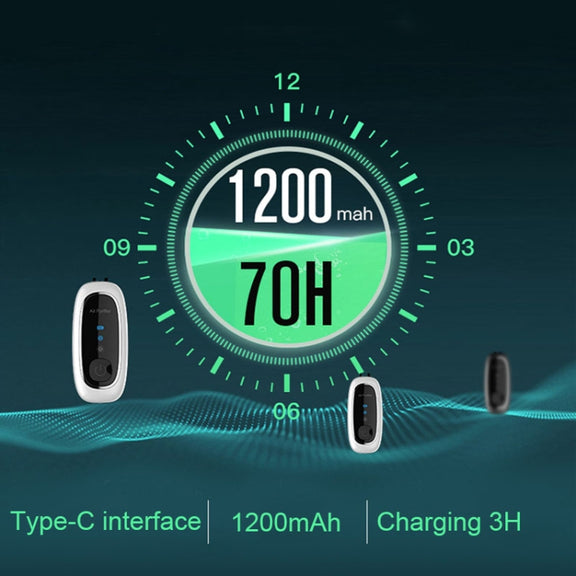 Upgrade Dual-brush Negative Ion Air Purifier Neck Small Portable Air Purifier, Style: Rope Model (Black)