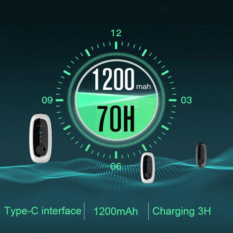 Upgrade Dual-brush Negative Ion Air Purifier Neck Small Portable Air Purifier, Style: Rope Model (Black)