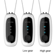 Upgrade Dual-brush Negative Ion Air Purifier Neck Small Portable Air Purifier, Style: Chain Model (White)