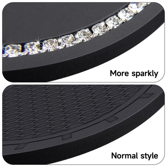 Car Water Cup Anti-skid Mat Door Slot Interior Modification Mat With diamond(Big Camellia)