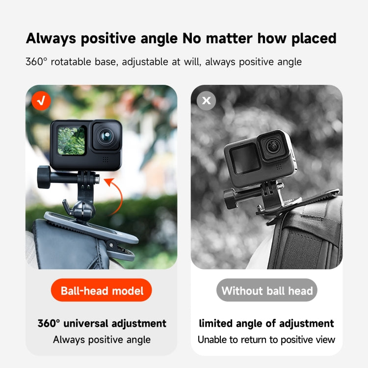 TELESIN 360 Degree Rotation Backpack Clip Clamp Mount For Action Camera - Backpack Clip by TELESIN | Online Shopping South Africa | PMC TechLife | Buy Now Pay Later Mobicred