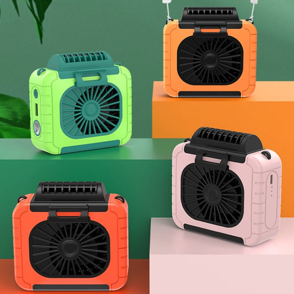 Outdoor Waist-Mounted Lighting Fan Multifunctional Bracket Hanging Neck Fan(Blue)