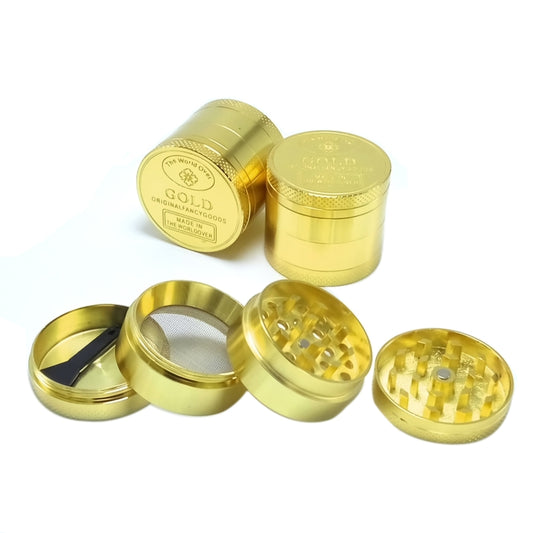 40mm 4 Layers Gold Coin Pattern Zinc Tobacco Grinder - Cigarette Box & Ashtrays by PMC Jewellery | Online Shopping South Africa | PMC Jewellery | Buy Now Pay Later Mobicred