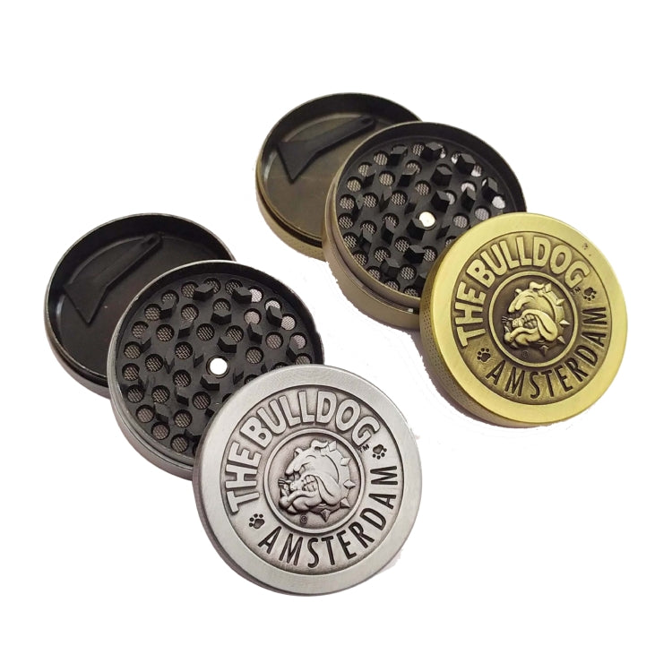 50mm  Bulldog Grinder Tobacco Herb Zinc Alloy Grinders, Spec: 3-layer Ancient Silver - Cigarette Box & Ashtrays by PMC TechLife | Online Shopping South Africa | PMC TechLife