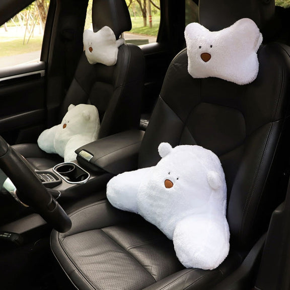 Car Cartoon Bear Plush Seat Upholstery Pillow, Color: Lumbar Pillow Brown