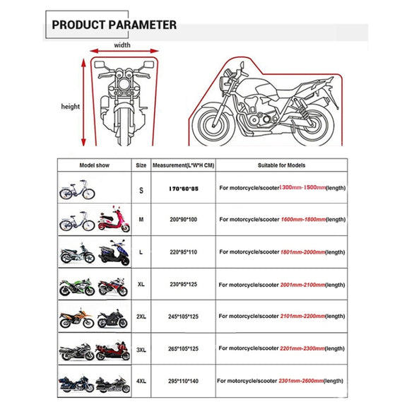 190T Motorcycle Rain Covers Dustproof Rain UV Resistant Dust Prevention Covers, Size: XXXXL(Black and Silver)