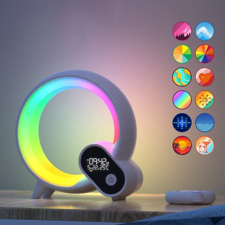 Multi-Functional RGBW Atmosphere Light Bluetooth Speaker Sunrise Wake-Up Lamp Digital Display Alarm Clock(White) - Novelty Lighting by PMC TechLife | Online Shopping South Africa | PMC TechLife | Buy Now Pay Later Mobicred