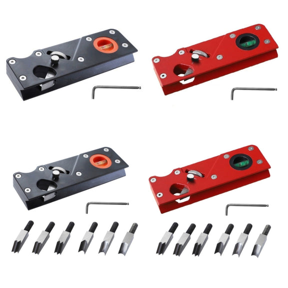Woodworking Multi-Angle Chamfering Adjustable Depth Hand Planer, Color: Red + 6 Blades