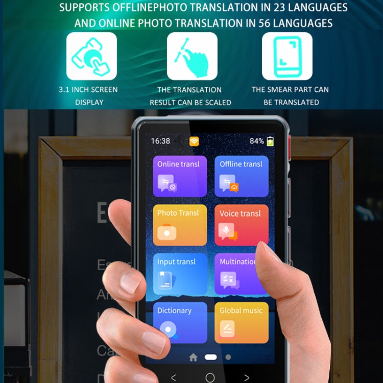 P40 Multi-country Smart Translator Simultaneous Interpretation Photo Offline Translation Recording to Translation(Black)