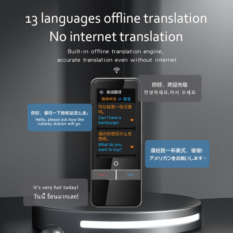 F6 Translation Machine 139 Languages Interpreted Online Translation 14 Camera Translator Recording Contemporary Interpretation(Black)