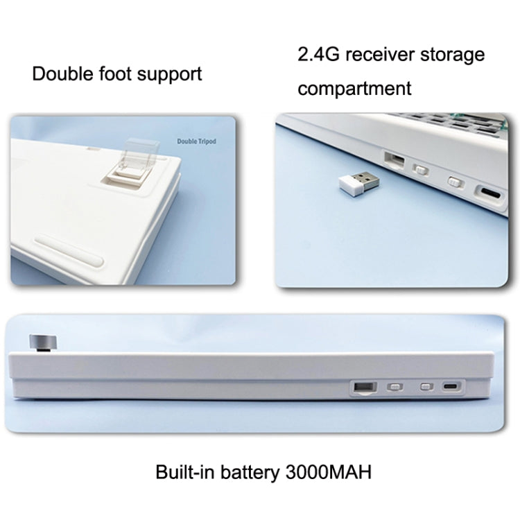 67 Keys Three-mode Customized DIY With Knob Mechanical Keyboard Kit Supports Hot Plug RGB Backlight, Color: White