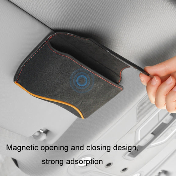 Car Sun Visor Multifunctional Glasses Case Card Storage Bracket(Beige)