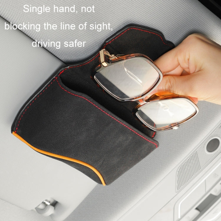 Car Sun Visor Multifunctional Glasses Case Card Storage Bracket(Mocha Brown)