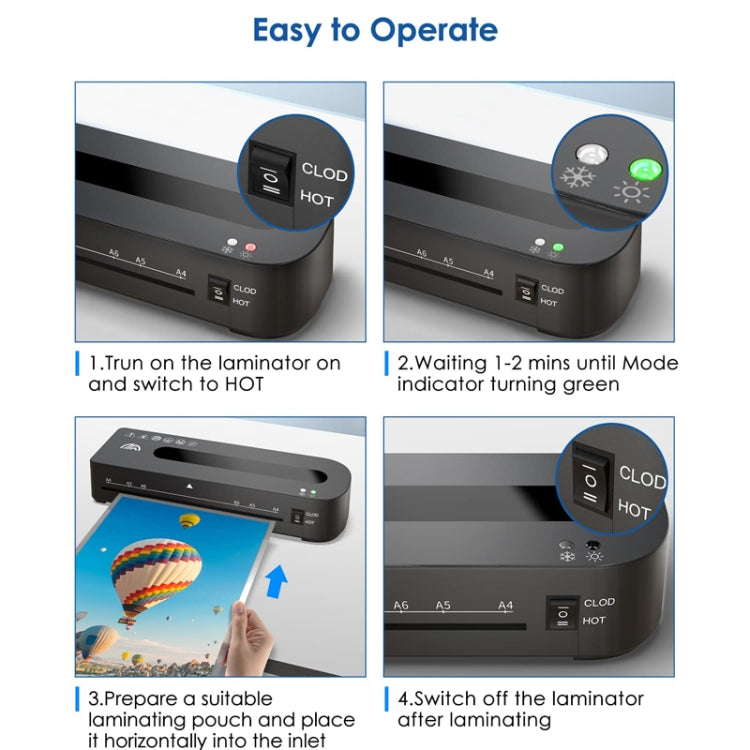 FN333 A4 Photo Laminating Machine With Hot And Cold Mode, Size: Set 2(US Plug)