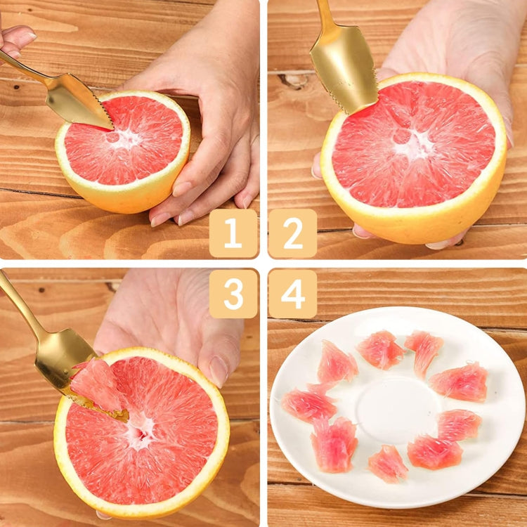 Stainless Steel Scraper Spoon Fruit Grapefruit Spoon Baby Digging Ball Spoon, Color: Gold
