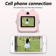 Children Instant Camera Mini Thermal HD Printer Video Photo Digital Camera, Spec: 32G  Pink