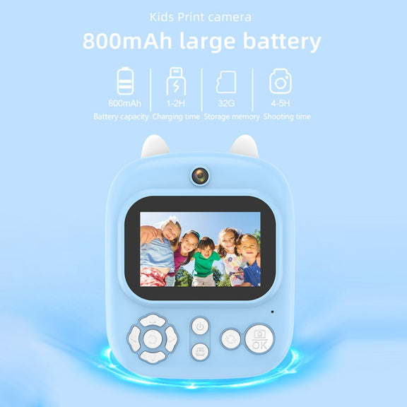 1200W Pixel  2.4 Inch Display Children Print Instant Camera Standard Pink