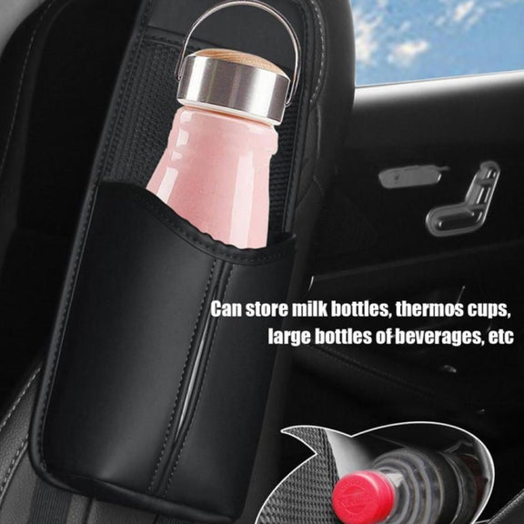 Car Seat Leather Multifunctional Tissue Water Cup Storage Hanging Bag(Army Green)