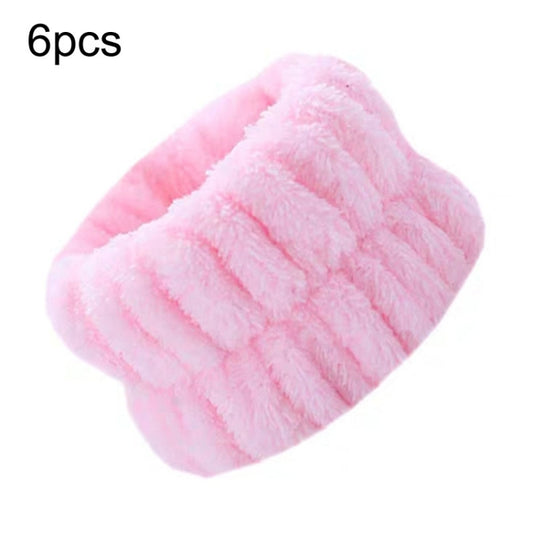 6pcs Washing Anti-Humidity Washing Face Wrist Strap Sports Sweat-Wiping Bracelet Sweat-Absorbing Sleeve(Pink) - free shipping - PMC Jewellery - Order now!