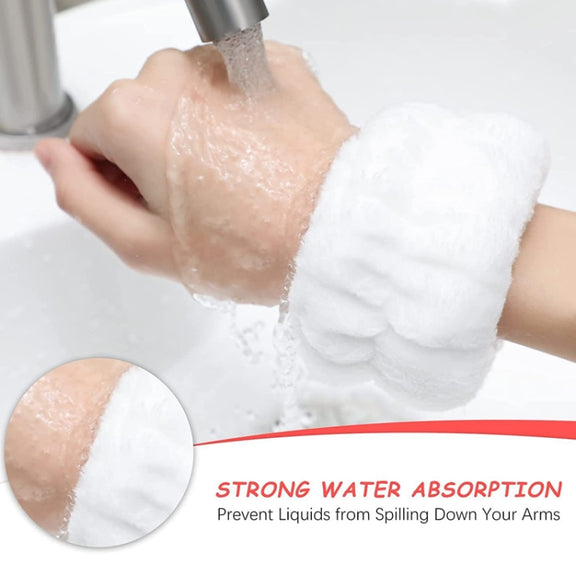 6pcs Washing Anti-Humidity Washing Face Wrist Strap Sports Sweat-Wiping Bracelet Sweat-Absorbing Sleeve(White)