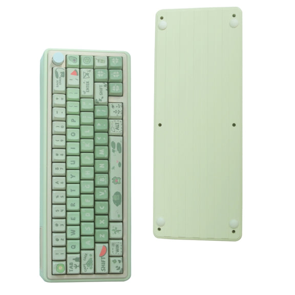 Bluetooth Wireless 3-mode RGB Backlit Gaming Mechanical Keyboard Aluminum Alloy Kit + Keycap(Light Green)