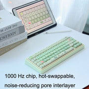 Bluetooth Wireless 3-mode RGB Backlit Gaming Mechanical Keyboard Aluminum Alloy Kit + Keycap(Pink)