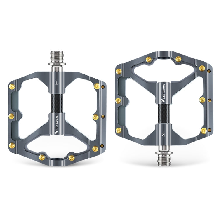 WEST BIKING 3 Bearings Ultralight Carbon Fiber Bushing Mountain Bike Pedal(Titanium) - Pedals by WEST BIKING | Online Shopping South Africa | PMc TechLife | Buy Now Pay Later Mobicred