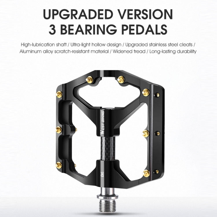 WEST BIKING 3 Bearings Ultralight Carbon Fiber Bushing Mountain Bike Pedal(Red) - free shipping - PMc TechLife - Order now!