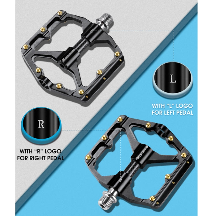 WEST BIKING 3 Bearings Ultralight Carbon Fiber Bushing Mountain Bike Pedal(Black)