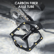 WEST BIKING 3 Bearings Ultralight Carbon Fiber Bushing Mountain Bike Pedal(Black)