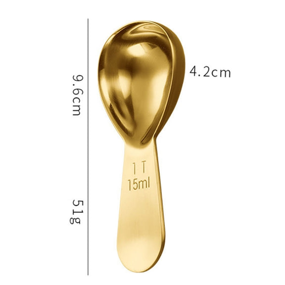 15ml 304 Stainless Steel Thickened Coffee Spoon With Scale Measuring Bean Spoon, Color: Rose Gold